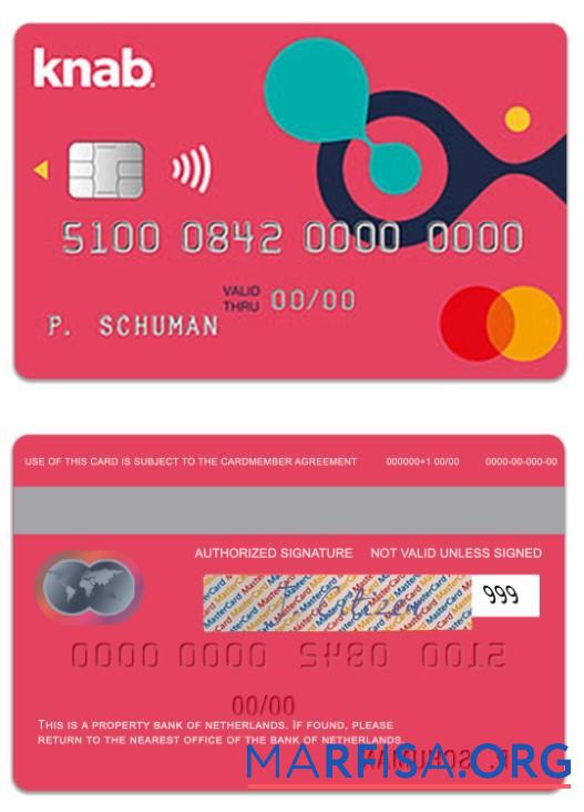 Printable Netherlands Bank of Netherlands Knab Credit Mastercard sample